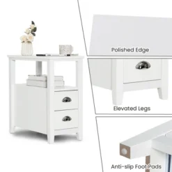 Tangkula 2PCS Nightstand Side End Sofa Table W/ 2 Drawers For Living Room Bedroom White -Beauty house GUEST 27d97616 ad43 4889 b546 7bdea15b30b2