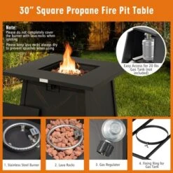 Tangkula 6-Piece Patio Furniture Set W/ 30" Propane Fire Pit Table Outdoor PE Wicker Conversation Set W/ Cushions &Tempered Glass Coffee Table -Beauty house GUEST 284a009b 6069 4a0b 859b 097ecbfe0edd