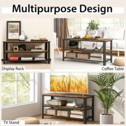 Tangkula Industrial TV Stand Media Entertainment Center With 2-tier Open Storage Shelves & Metal Frame TV Cabinet For TVs Up -Beauty house GUEST 287b58e3 cdc2 4920 8bee c9936f1f2a30