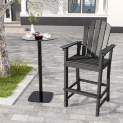 Tangkula 2PCS Outdoor HDPE Bar Stool Tall Adirondack Chair With Armrests And Footrest 30 Inches Counter Height Bar Stool -Beauty house GUEST 289eb4a1 fa97 4765 9a6b 6467873532ca