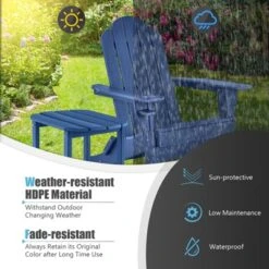 Tangkula 2 PCS Patio Folding Adirondack Chair Side Table Cup Holder HDPE Navy -Beauty house GUEST 28aa823f 32fb 40a1 9f3b 17f34173a009