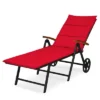 Tangkula Foldable Beach Sling Chair With 7 Adjustable Positions&Cushion Indoor Living Room Chaise Lounge