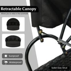 Tangkula Patio Round Daybed Wicker Daybed W/ Retractable Canopy Separated Seating Sectional Sofa -Beauty house GUEST 28e5092f 0686 4b13 a609 219fb7754adf