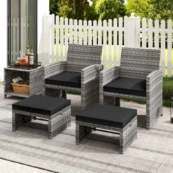 Tangkula 2 Pieces Patio PE Rattan Ottomans With Soft Zippered Cushions For Deck Frame -Beauty house GUEST 2926ab1b d0a2 4782 b9f2 7bc959164b7d