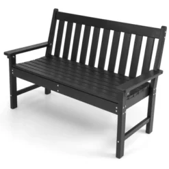 Tangkula 2-Person Outdoor Garden Park Bench All-Weather HDPE Patio Loveseat Chair With Cozy Backrest Ergonomic Loveseat Bench Black -Beauty house GUEST 297a83c5 2625 412f ac6c 2fa84df6f253