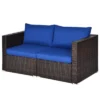 Tangkula 2PCS Rattan Corner Sofa Set Patio Outdoor Furniture Set W/ 4 Navy Cushions -Beauty house GUEST 29964aa2 8c00 403a 90fe a7843329debe