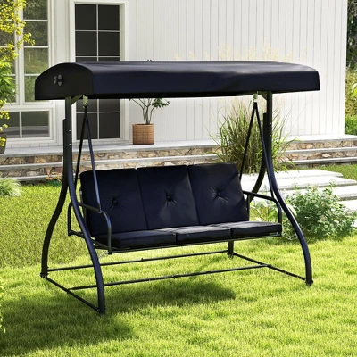 Tangkula Converting Patio Swing Chair Porch Swing Bed W/Adjustable Canopy & Thickened Cushion 3 Tangkula Converting Patio Swing Chair Porch Swing Bed W/Adjustable Canopy & Thickened Cushion