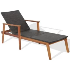 Tangkula Adjustable Patio Rattan Lounge Chair Recliner Outdoor Chaise Acacia Wood Frame -Beauty house GUEST 29c084fa cee5 4d49 a56c 4f7f2687f1fa