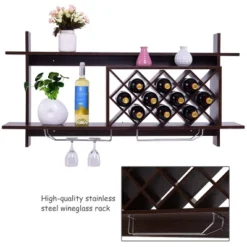 Tangkula Wall Mount Drinks Rack Organizer With Glass Holder & Storage Shelf Home Decoration -Beauty house GUEST 2a348cc1 d79e 48fa 9969 f444ef0e3e9b