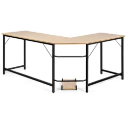 Tangkula L-shaped Computer Desk Corner Office Laptop Game Table Black/Natural -Beauty house GUEST 2ae9f5bb 944f 46f0 986a 23783a29b0af