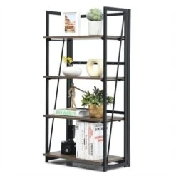 Tangkula 4 Tiers Folding Bookshelf Home Office Industrial Bookcase Standing Shelving Unit For Decorations & Storage -Beauty house GUEST 2b072fda a8b9 496b bf9d 73a9c3f959b0