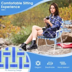 Tangkula 4pcs Folding Beach Chair Camping Lawn Webbing Chair Lightweight 1 Position Blue -Beauty house GUEST 2b0bcdb5 c717 47a5 9016 9918143c24d3