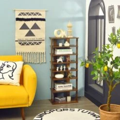 Tangkula 7-Tier Shoe Rack Free Standing Shelf Storage Modern Shoe Rack Organizer Brown/Black/White -Beauty house GUEST 2b16616a 84a2 4220 bcf1 7a9b8774c5d8