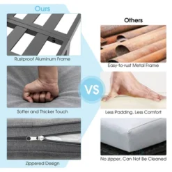 Tangkula 3PCS Patio Furniture Set Aluminum Lounge Adjust Back Recliner Sofa Table Cushion -Beauty house GUEST 2b4790db 690f 49c3 a59b a29a2344aaec