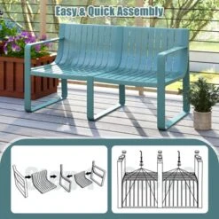 Tangkula Patio Loveseat 2-Person Bench W/ Curved Backrest Slatted Design For Backyard -Beauty house GUEST 2bbc9ae9 8a0a 4239 af3a bf1fb229fc53 1
