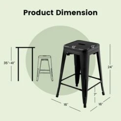 Tangkula 24" Set Of 4 Tolix Style Barstool Counter Height Metal Bar Stool Stackable Chair Black -Beauty house GUEST 2bd92196 5965 4798 a804 6d4e1ceaeaa3