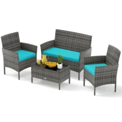 Tangkula Set Of 4 Patio Furniture Set W/Washable Cushions & Tempered Glass Coffee Table -Beauty house GUEST 2bf30834 ce71 4548 aed7 7c78b80166e7