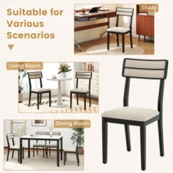 Tangkula Modern Dining Chairs Set Of 4 W/Tilt Backrest Rubber Wood Legs Soft Padded Seat -Beauty house GUEST 2bf841ff d457 47c9 ae10 2f31be5bfe78
