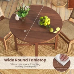 Tangkula 36" Foldable Kitchen Table Round Dining Table W/Solid Rubber Wood Legs -Beauty house GUEST 2bfaecd4 f5d8 4d94 87ce 68ce868b259a