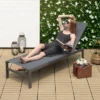 Tangkula Patio Chaise Lounge Outdoor Adjustable Lounge Chair W/ 6-Position Backrest Grey