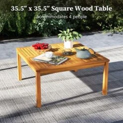 Tangkula Outdoor Coffee Table W/ Slatted Tabletop Small Outside Table Square Patio Table -Beauty house GUEST 2c2efc89 e64a 4d8a ab28 db1315f9de5d