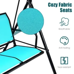 Tangkula Outdoor Swing Canopy Patio Swing Chair 3 Person Canopy Hammock Blue -Beauty house GUEST 2c56d5b6 15ca 4e2f 8155 d780e23205f7