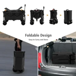 Tangkula Collapsible Folding Outdoor Utility Wagon With Cover Bag Outdoor Camping Garden Cart With Telescoping Handle Black/Blue -Beauty house GUEST 2cdf534f cfcb 484e a811 3273b1c4ec00