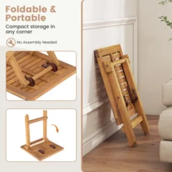 Tangkula Outdoor Folding Side Table Acacia Wood End Table Square Patio Bistro Table -Beauty house GUEST 2ceb0611 2257 4034 b09e d481ab1a4d09