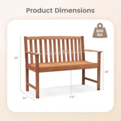 Tangkula Patio Wood Bench 2-Seat Outdoor Bench W/ Cozy Armrests & Backrest -Beauty house GUEST 2d5e36c3 8ea6 467d aad0 d954045605b9