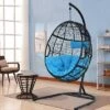Tangkula Hanging Hammock Chair Egg Swing Chair W/ Blue Cushion Pillow Stand -Beauty house GUEST 2d6a900a 9282 4053 adff a1e455d49b69