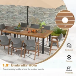 Tangkula 8-Person Dining Table 79" W/ 1.9" Umbrella Hole Acacia Wood Adjustable Foot Pads -Beauty house GUEST 2d7dca3f 89a8 4952 b2b4 3c29bd65c373
