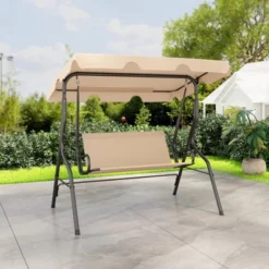 Tangkula 3-Person Swing Chair Porch Swing Seat W/ Adjustable Canopy Removable Cushion -Beauty house GUEST 2d89434a 0a7f 4661 932e 06795ec9995b