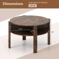 Tangkula 29.5" 2-Tier Round Coffee Table W/ Storage 4 Shelves Faux Wooden Top -Beauty house GUEST 2db830b3 9058 4de8 a2db 4898ae1ecaa6