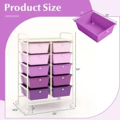 Tangkula 10 Drawers Rolling Cart Classroom Organizers Storage Cart With Wheels For Office Home School Supplies Tool Craft Art Paper Purple Gradient -Beauty house GUEST 2e0a07c2 a20e 4d8e a20b 0d12d3a169ef