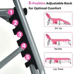 Tangkula Lounge Chair Beach Chair W/ Face Arm Hole Detachable Pillow Adjustable Backrest Side Pocket Outdoor Folding Chaise Sunbathing Chair Hot Pink -Beauty house GUEST 2e2cb404 5be8 4bc3 a598 83558caed462 1