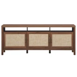 Tangkula Universal TV Stand Cabinet Television Media Console With 3 Rattan Doors Grey Oak Walnut -Beauty house GUEST 2e2f7cc1 f6da 43bf a060 f433526129eb