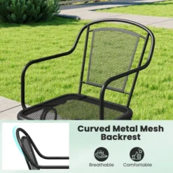 Tangkula Patio Rocking Chairs Set Of 2 W/ Metal Mesh Backrest & Seat Armrests Gentle -Beauty house GUEST 2e5e9de4 6f46 4567 8737 6894e8c59703