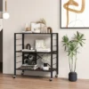 Tangkula 3-Tier Folding Shelf Free DIY Design Shelving Unit W/ 4 Universal Wheels Kitchen -Beauty house GUEST 2eb1f7c5 f9e1 4712 8ae5 abf1aa57689c