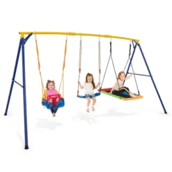 Tangkula 3-in-1 Kids Swing Set 660 LBS Carbon Steel Swing Frame W/ Belt Swing For Toddlers -Beauty house GUEST 2eb50c81 fe57 4be3 8710 8d8149ec7069