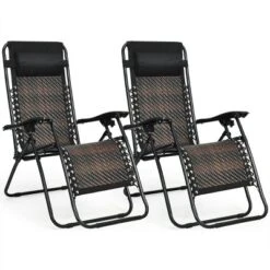 Tangkula 2PCS Mix Brown Folding Recliner Patio Rattan Zero Gravity Lounge Chair W/ Headrest -Beauty house GUEST 2ecd53ee 54d1 4bce 9a2b b4b4f6b9f2cf