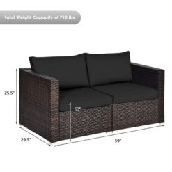 Tangkula 4PCS Rattan Corner Sofa Set Patio Outdoor Furniture Set W/ Black Cushions -Beauty house GUEST 2f4f121d b9be 4fc4 ba64 ff48bafe3d87