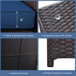 Tangkula 6 Piece Patio Sofa & Fire Table Set Outdoor Rattan Sectional Sofa Set W/ Storage Box Navy -Beauty house GUEST 2f6064e2 ac86 40e7 8ea1 1a4c16bf4dc7