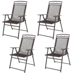 Tangkula 4PCS Folding Sling Chairs Patio Garden Pool -Beauty house GUEST 2fbbb9cd ad73 41dd 8cdc c93cbc9aaafc
