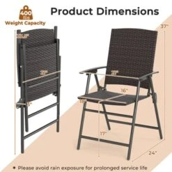 Tangkula Outdoor Folding Chairs Set Of 2 W/ Armrests & Metal Frame Portable Lawn Chairs -Beauty house GUEST 2ffa6cb5 af00 406c 93f4 98b92591f422
