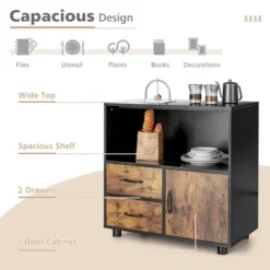 Tangkula 2-Door Kitchen Storage Bar Cabinet Buffet Sideboard W/ Wine Rack & Glass Holder -Beauty house GUEST 2ffa8e81 5be8 4f82 9dac 91e448079657