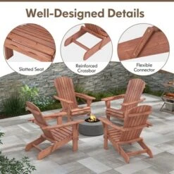 Tangkula Folding Adirondack Chair Set Of 2 W/ High Backrest & Wide Armrests Wooden -Beauty house GUEST 302e44b2 18a7 4dbf a0eb e9f1d2b88588