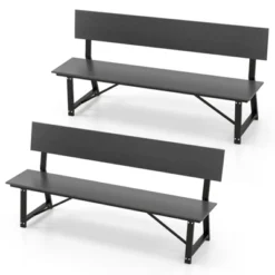 Tangkula Patio 4-Person Bench 72 Inch Extra Long Bench W/ All-Weather HDPE Seat & Back Heavy-Duty Metal Support For 1100 Lbs Max Load 4-Seat Chair -Beauty house GUEST 30306929 a261 4908 9204 d978bf2760fa