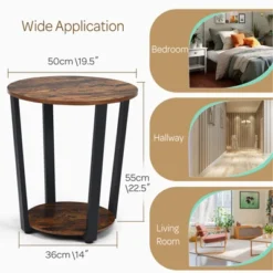 Tangkula 2 PCS 2-Tier Industrial Round End Table Metal Sofa Side Table With Storage Shelf -Beauty house GUEST 3070af7d 1ca9 4ab6 99cf 007fb0739bb4