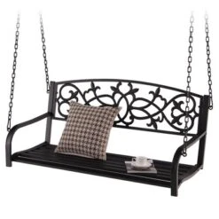 Tangkula Patio Hanging Porch Swing 2-Person Outdoor Metal Swing Bench Chair W/ Chains -Beauty house GUEST 30757ec7 55e9 4ed7 ac09 a8c6bcea86ab