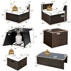 Tangkula 9PCS Outdoor Patio Furniture Set With 30" Propane Fire Pit Table PE Wicker Space-Saving Sectional Sofa Set W/ Storage Box & Cushions 24 Tangkula 9PCS Outdoor Patio Furniture Set With 30" Propane Fire Pit Table PE Wicker Space-Saving Sectional Sofa Set W/ Storage Box & Cushions -Beauty house GUEST 31013370 fe75 43d1 a683 999056ce4c9a